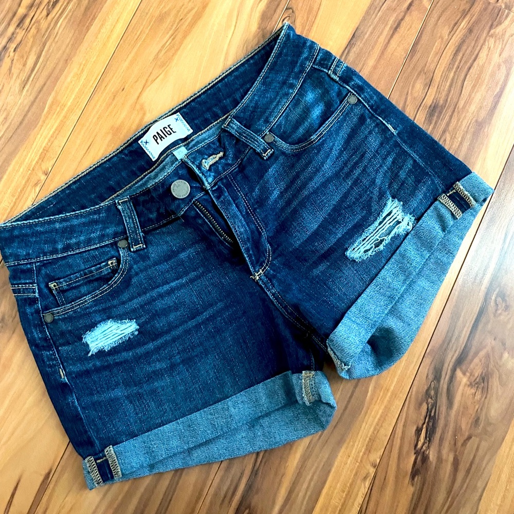 PAIGE women’s Jimmy Jimmy Blue Distressed Jean Shorts size 25 excellent cond